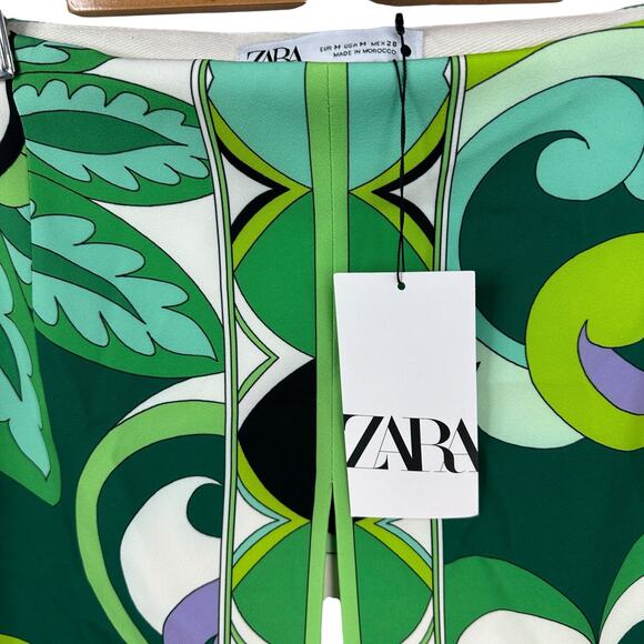 Zara Micro Mini Skirt Size Medium Pleated Abstract Mod Funky Artsy Loud Print - Picture 5 of 6